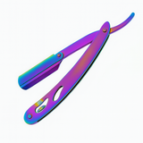 Multicolored straight razor on a white background