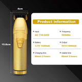 Professional Cordless Barber Hair Trimmer in Golden Color