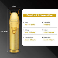 Professional Cordless Barber Hair Trimmer in Golden Color