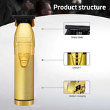 Professional Cordless Barber Hair Trimmer in Golden Color