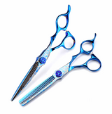 Blue Damascus Pattern 440c Hairdressing Scissors Set