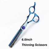 Blue Damascus Pattern 440c Hairdressing Scissors Set
