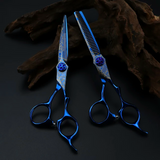 Blue Damascus Pattern 440c Hairdressing Scissors Set