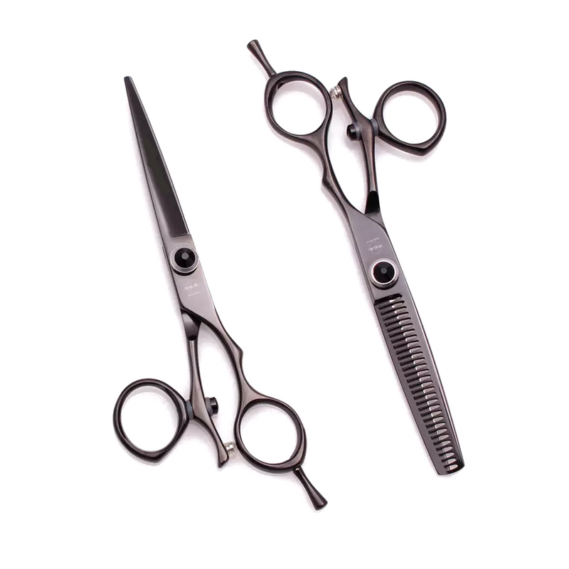 Black Swivel 6.0" 440c Hairdressing Scissors Set