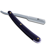 A black plastic handle single blade straight razor with the brand name 'K5' inscribed on the metal part.