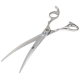 Pet Grooming Curved Downward Scissors Silver Chrome