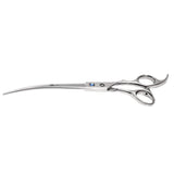 Pet Grooming Curved Downward Scissors Silver Chrome