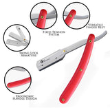 Red Plastic Handle Single Blade Cut Throat Razor