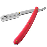 Red Plastic Handle Single Blade Cut Throat Razor