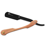 Wooden Handle Straight Single Blade Black Razor