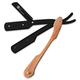 Wooden Handle Straight Single Blade Black Razor