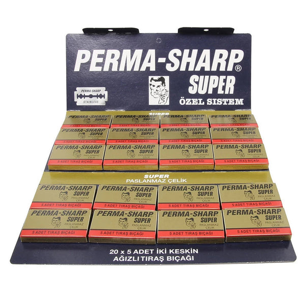 Perma Sharp Double Edge Razor Blades Hanging Card - Pack of 100