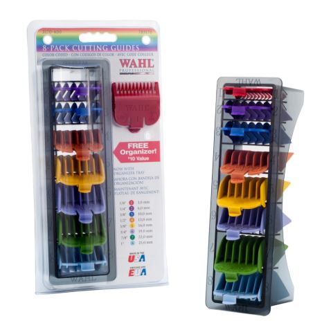 WAHL PROFESSIONAL - 8 Pack Colour Coded Cutting Guides with Organizer