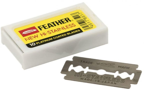 Feather Hi Stainless Platinum Double Edge Razor Blades - 50 Blades