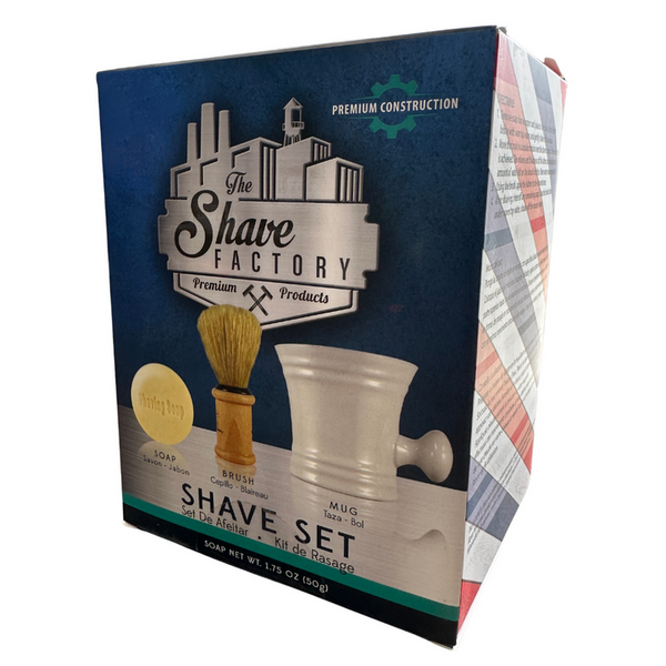The Shave Factory Barbers Shaving Set (Mug+Brush+Soap)