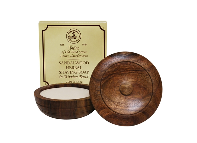 Taylor Of Old Bond Street Sandalwood Herbal Shaving Soap Wooden Bowl - 100 gr