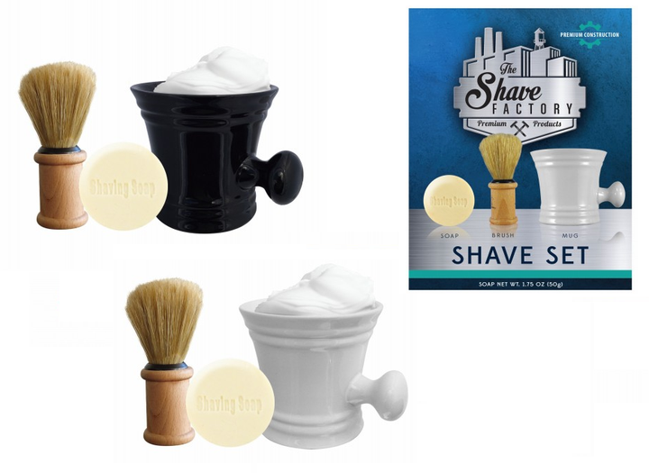 The Shave Factory Barbers Shaving Set (Mug+Brush+Soap)