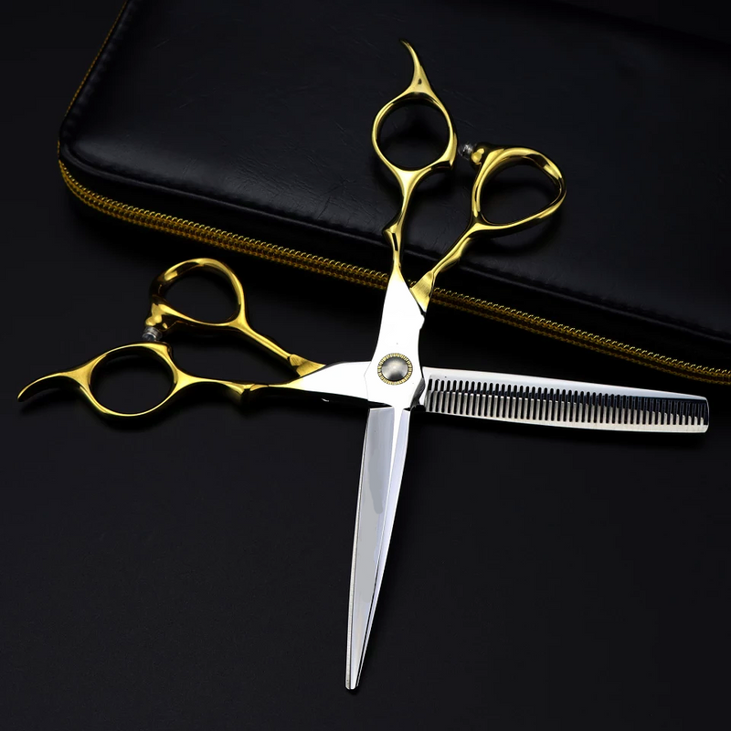 Elegant Gold 6.5" 440c Hairdressing Scissors Set