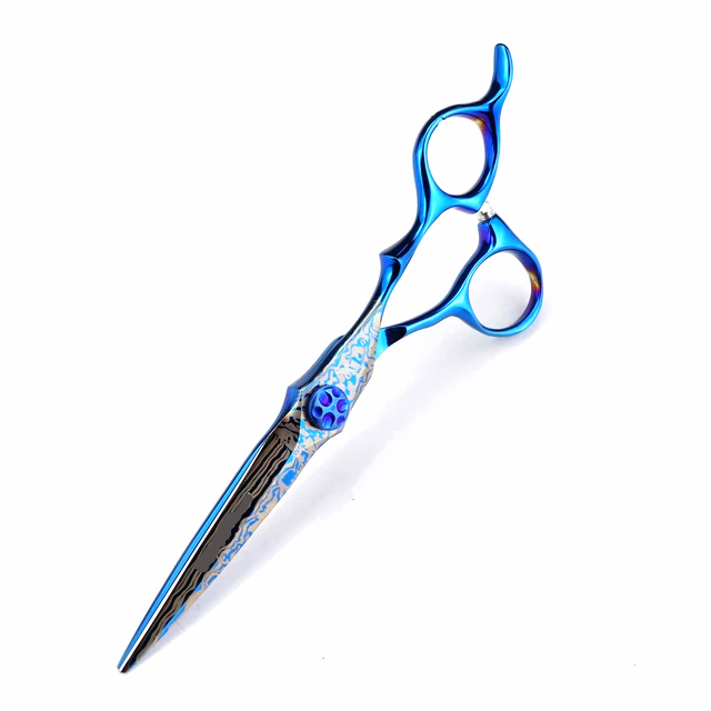 Blue Damascus Pattern 6.0'' 440c Hairdressing Scissors Set