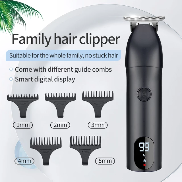 Professional Cordless Barber Digital Hair Trimmer in Black Colour