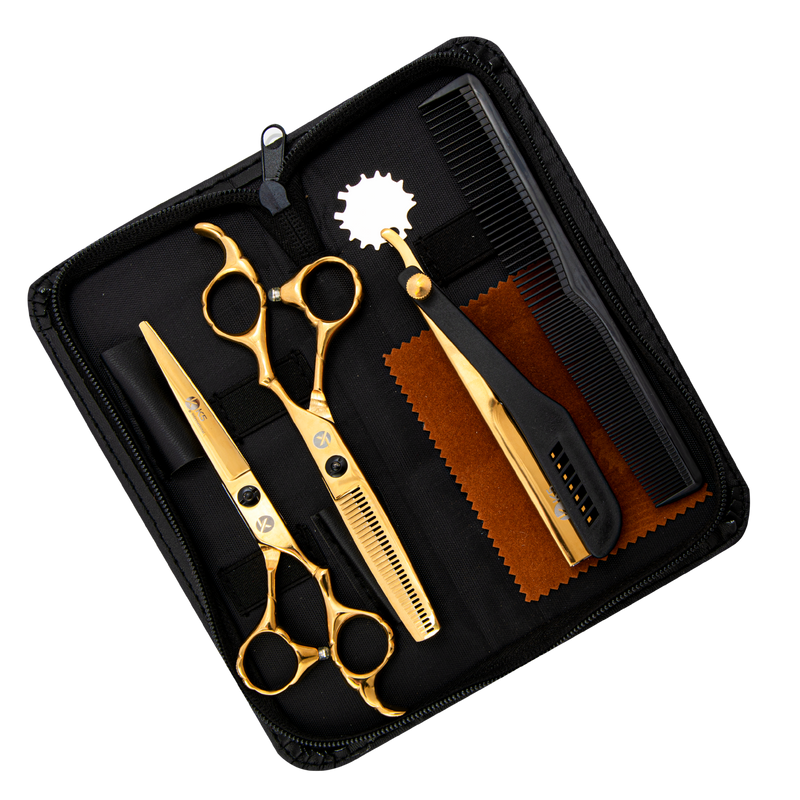 Pro Barber 6.0" Golden Hairdressing Scissors Set