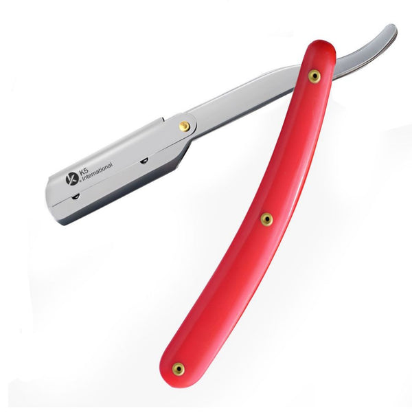 Red Plastic Handle Single Blade Cutthroat Razor