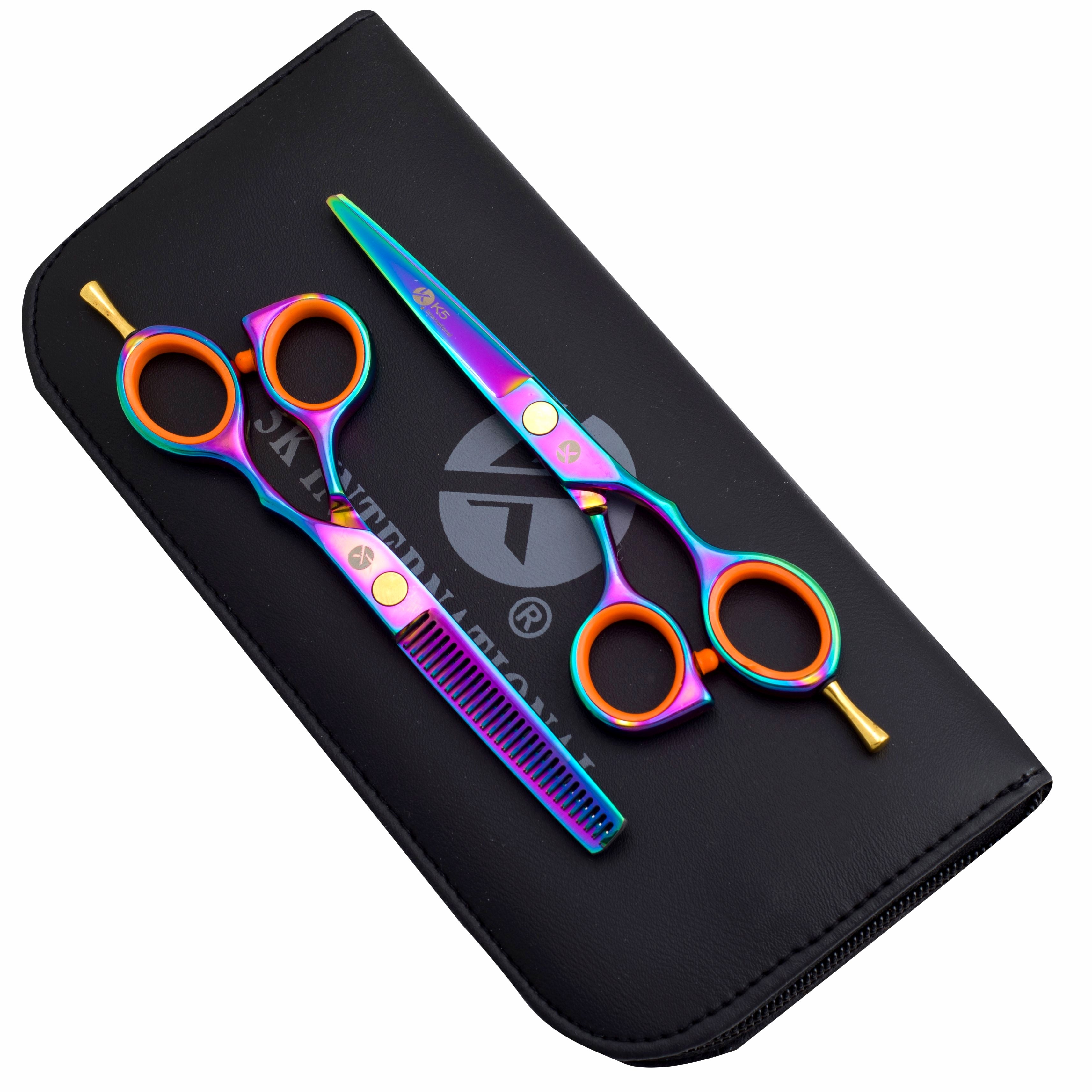 Rainbow Colored Hairdressing Scissors Set