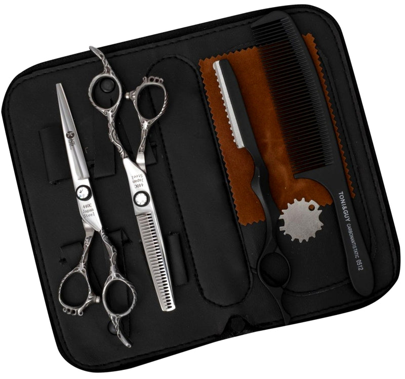 White Crystal Line 6.0'' Hairdressing Scissors Set