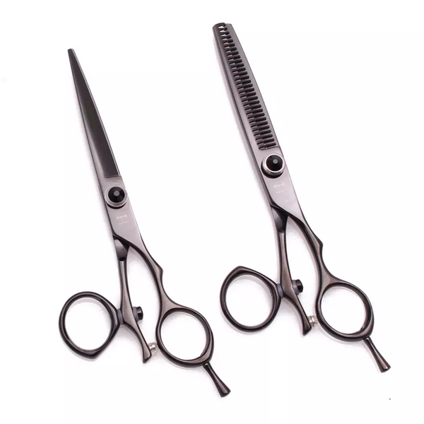 Black Swivel 6.0" 440c Hairdressing Scissors Set