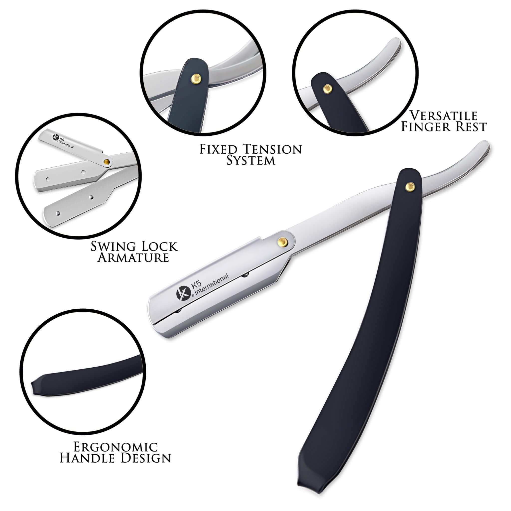 Professional Single Blade Straight Razor In Black