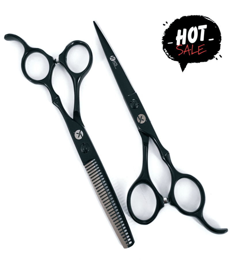 Classic Matte Black Hairdressing Scissors Set
