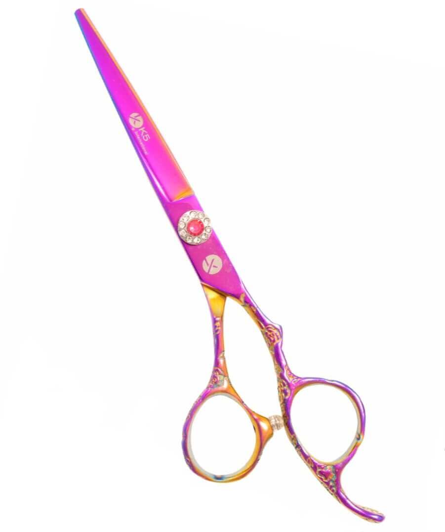 Multichrome Scissors Multicolor Dragon Pink Crystal Hairdressing Scissors 6.0