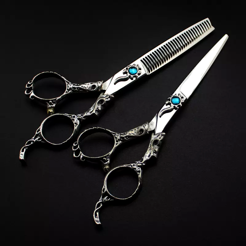 Hairdressing Scissors set 6.0'' Blue Cystal