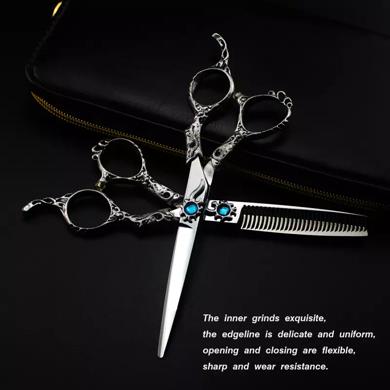 Hairdressing Scissors set 6.0'' Blue Cystal