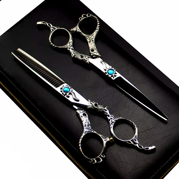 Hairdressing Scissors set 6.0'' Blue Cystal