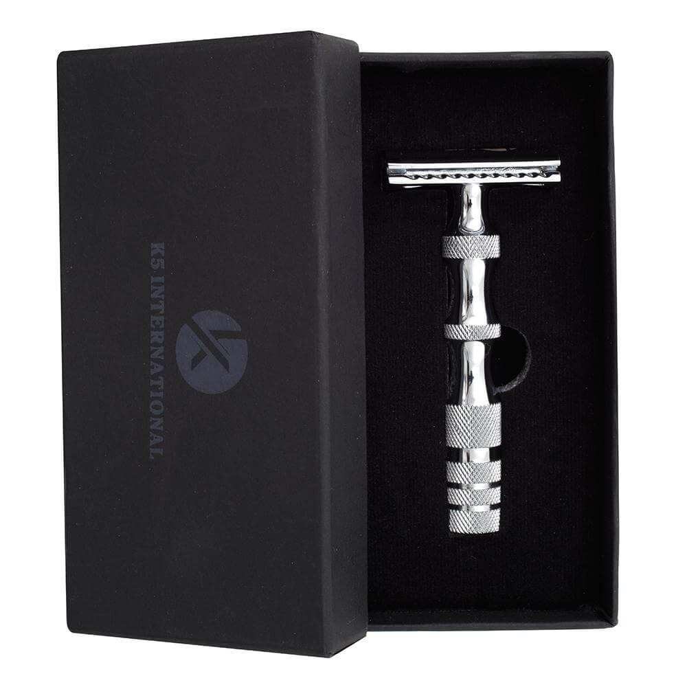 Hair Removal Safety Razor in Metal Silver Chrome
